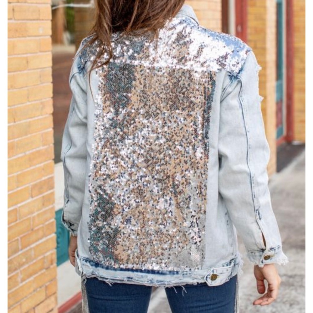 SOLD OUT L&B TRENDING Denim & Sequin Jacket - Picture 2 of 6